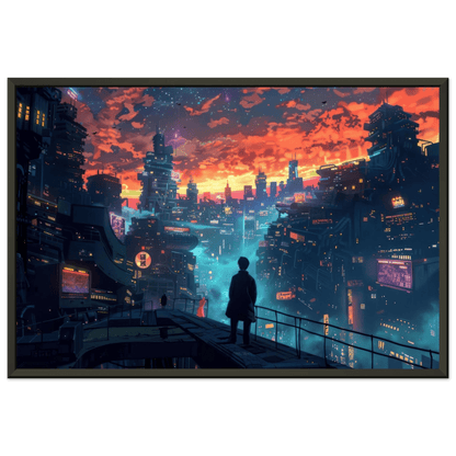 🐉🇯🇵✨ Affiche encadrée métal CLI-FI Anime Concept – Future City - Aura Studio Déco
