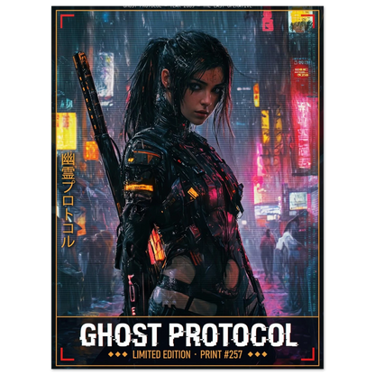 ☣️🧬 Série limitée Art Cyberpunk - Poster Cybergirl Ghost #257 - Aura Studio Déco