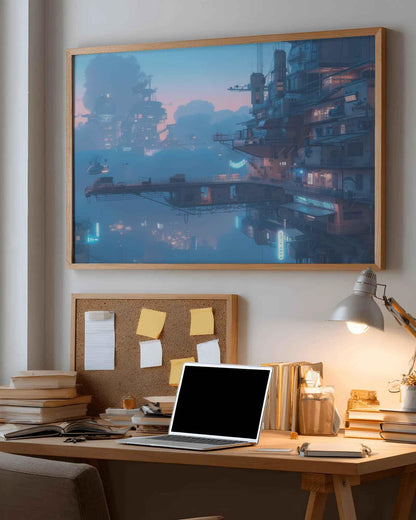 🐉🇯🇵✨ Affiche encadrée métal CLI-FI Anime Concept – Urban World - Aura Studio Déco