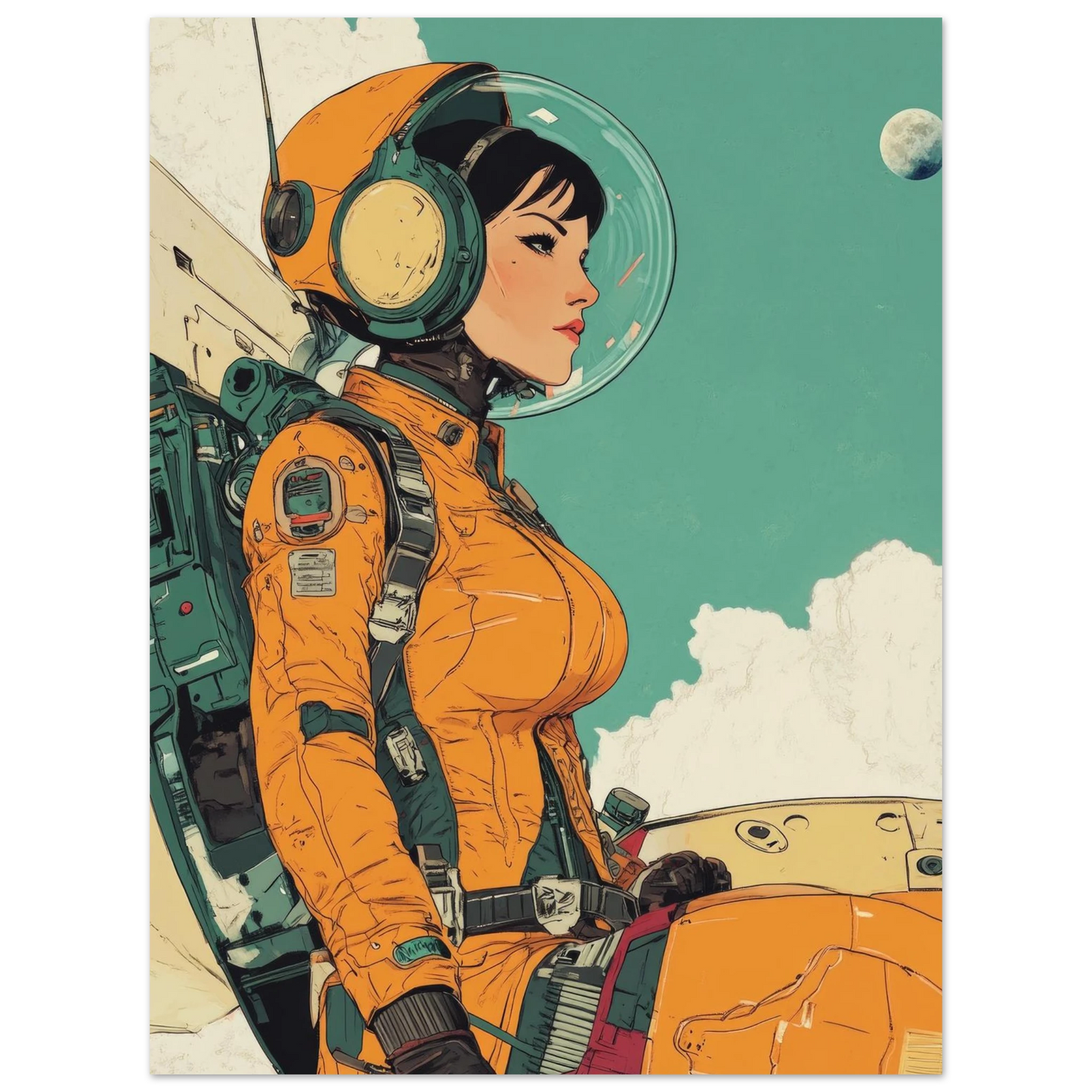 Titre : Mecha Rétro Futur Femmes - Série Starship #13✨ - Aura Studio Déco