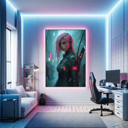 🧬Affiche Murale  CYBERPUNK WAR GIRL 15☢️ - Aura Studio Déco