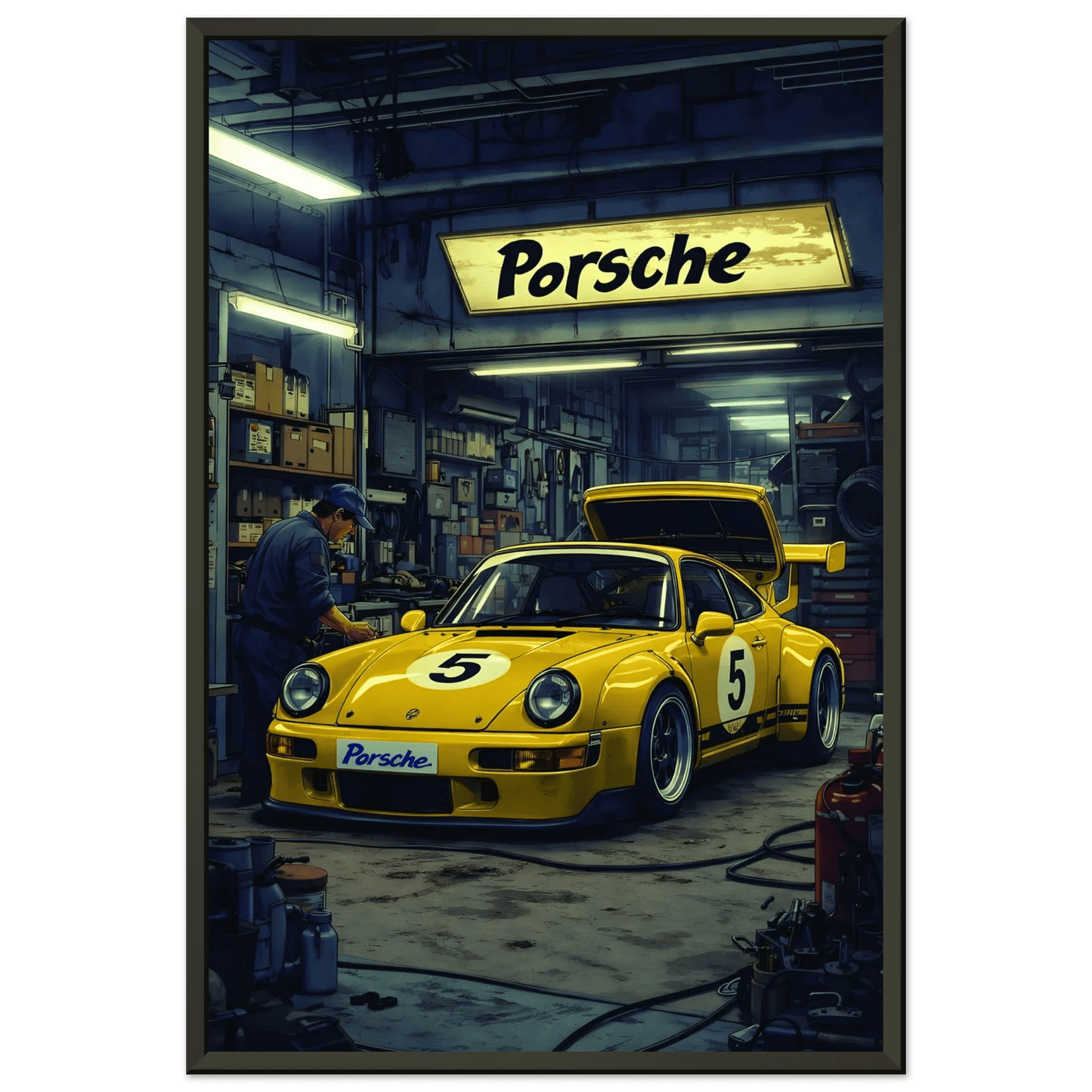 🏎️🏁Affiche Automobile Art' Garage Encadrée - Aura Studio Déco