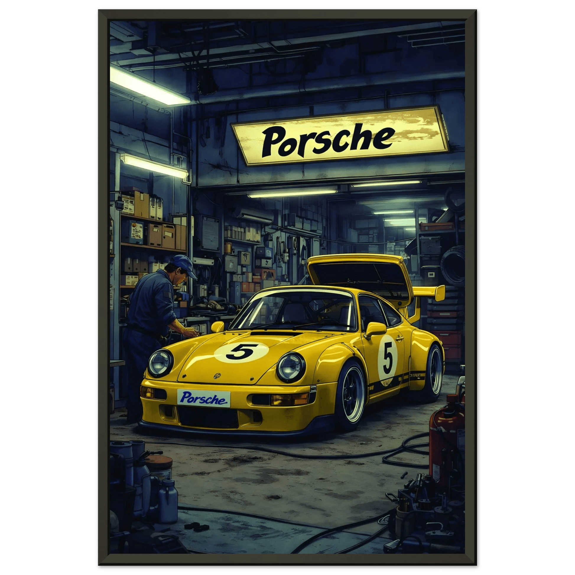 🏎️🏁Affiche Automobile Art' Garage Encadrée - Aura Studio Déco