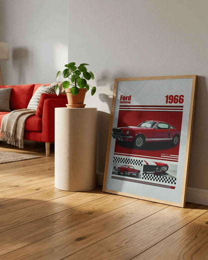 🏆🀣📺 Affiche Automobile Vintage Legend 1966 Red - Aura Studio Déco