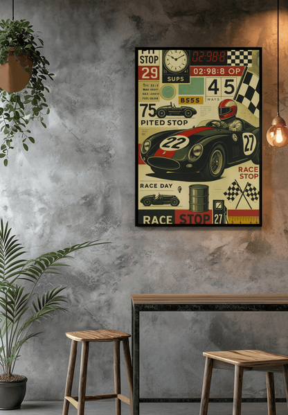 🏎️🏁Affiche Automobile Art' Design Encadrée - Aura Studio Déco