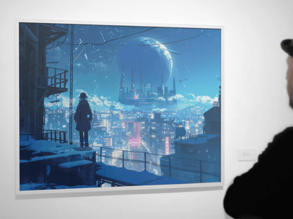 🐉🇯🇵✨ Affiche encadrée métal CLI-FI Anime Concept – Digital Horizon - Aura Studio Déco