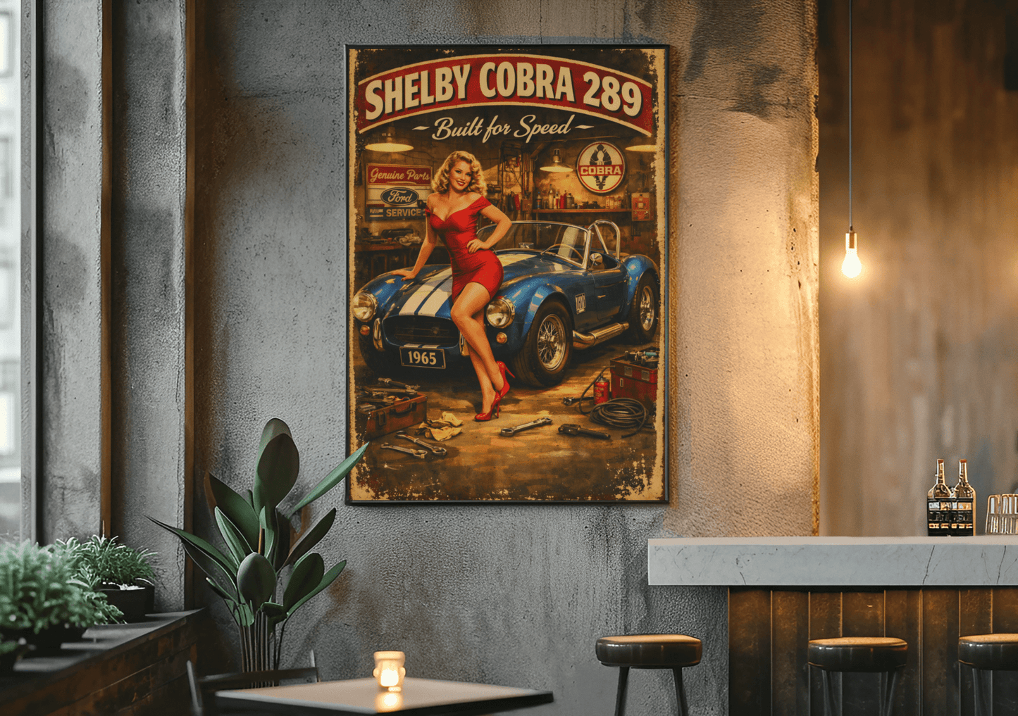 🏎️🏁Affiche Automobile Art' Pin-Up Encadrée - Aura Studio Déco