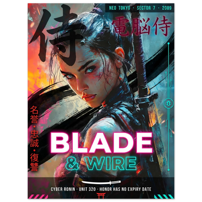 ☣️🧬 Série limitée Art Cyberpunk - Poster Cybergirl Blade - Aura Studio Déco