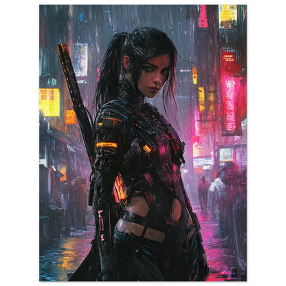 🧬Affiche Cyber Girl #38 – Art Mural Cyberpunk Futuriste - Aura Studio Déco
