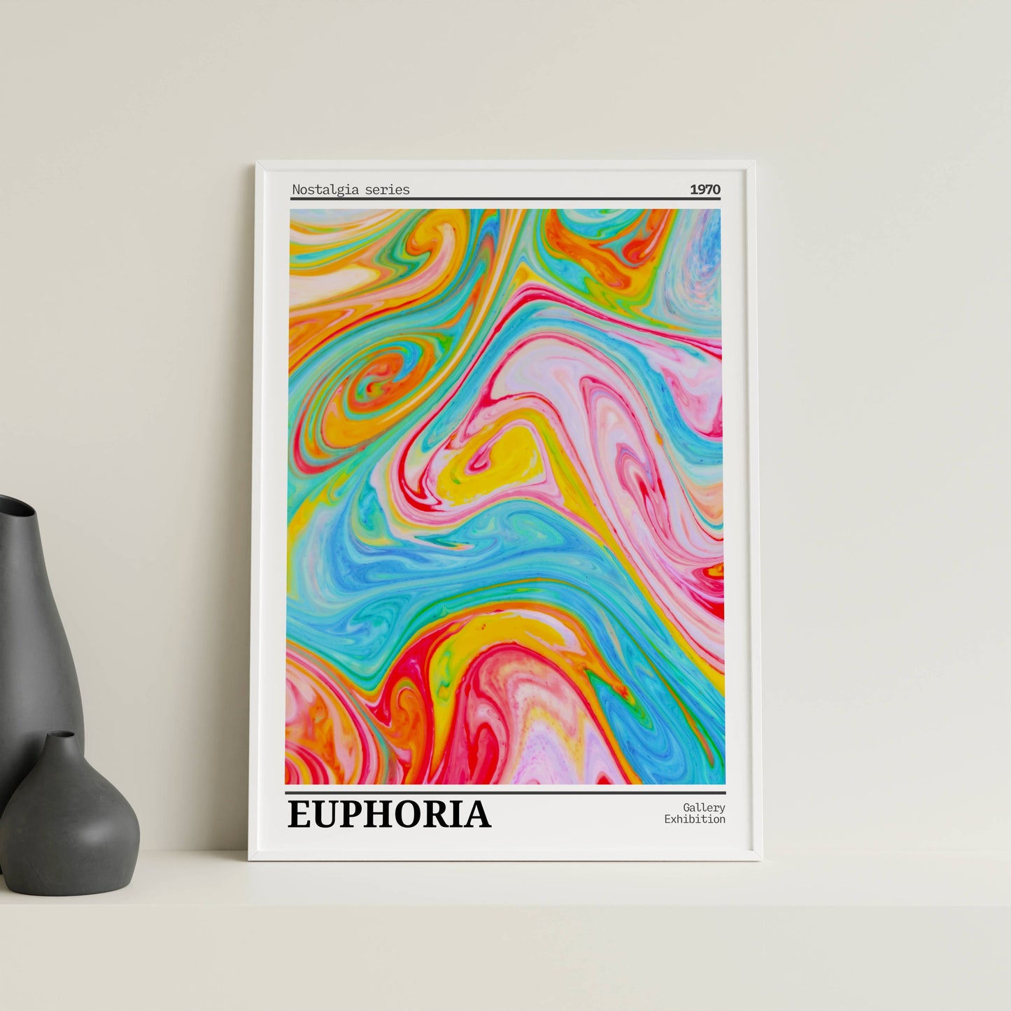 Affiche Euphoria Rétro 1970 – Art Abstrait Coloré Psychédélique | Poster Pop Art Moderne Papier Mat