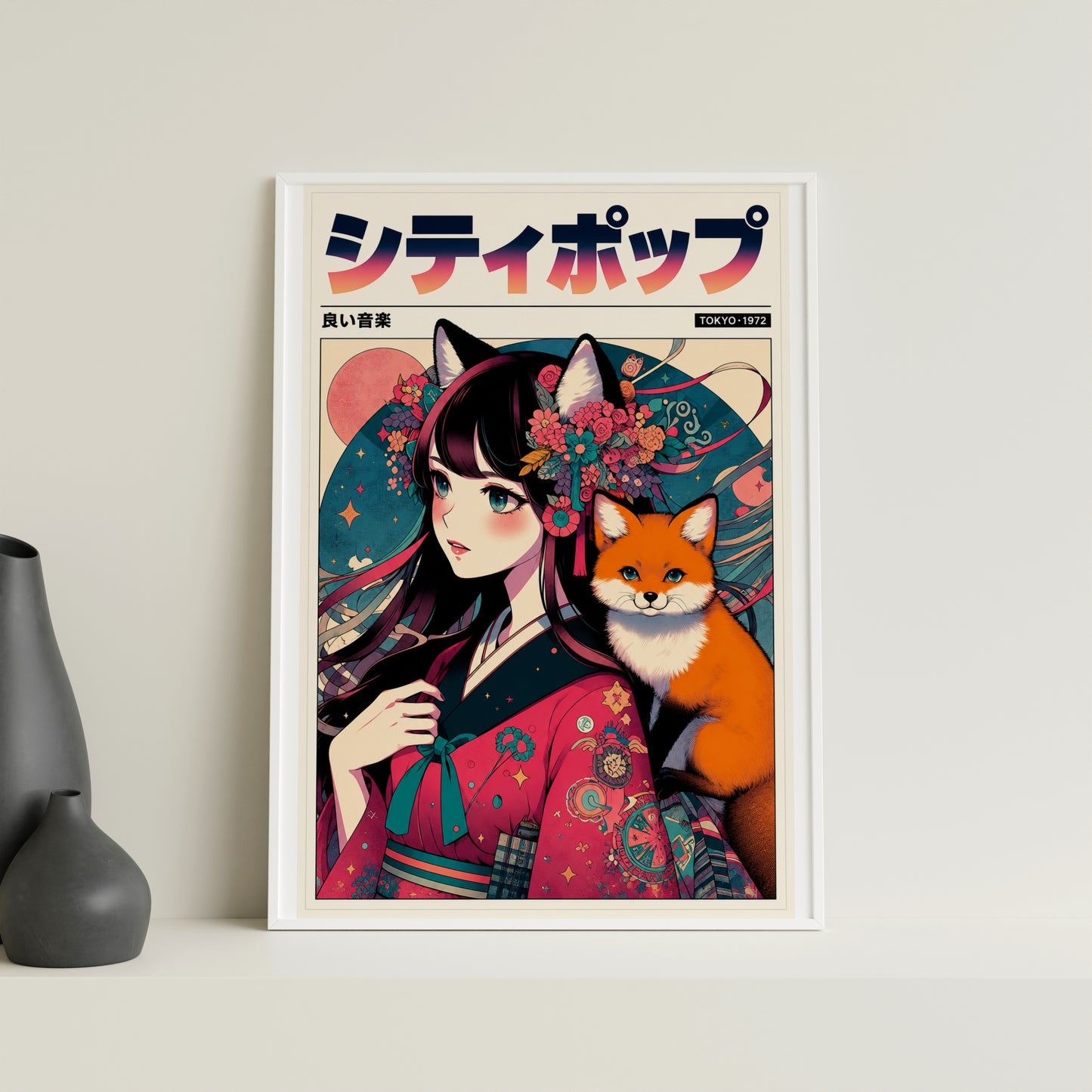 Retro Anime Fox Poster | Japanese Manga Wall Art