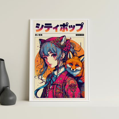 Fox Guardian Anime Print | Japanese Fantasy Poster