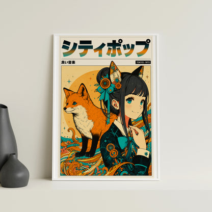 Sakura Fox Spirit Poster | Anime Inspired Wall Decor