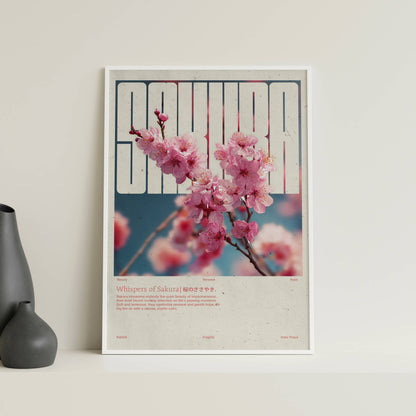 Poster Sakura Vintage – Affiche florale japonaise style rétro