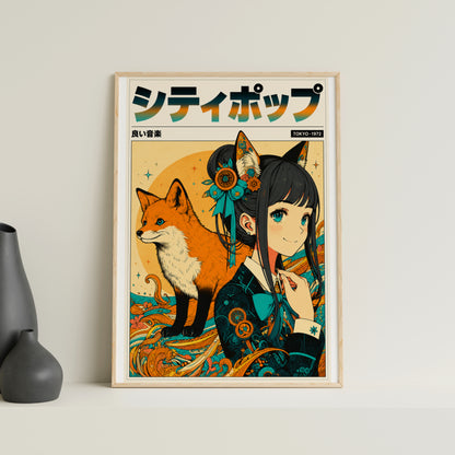 Sakura Fox Spirit Poster | Anime Inspired Wall Decor