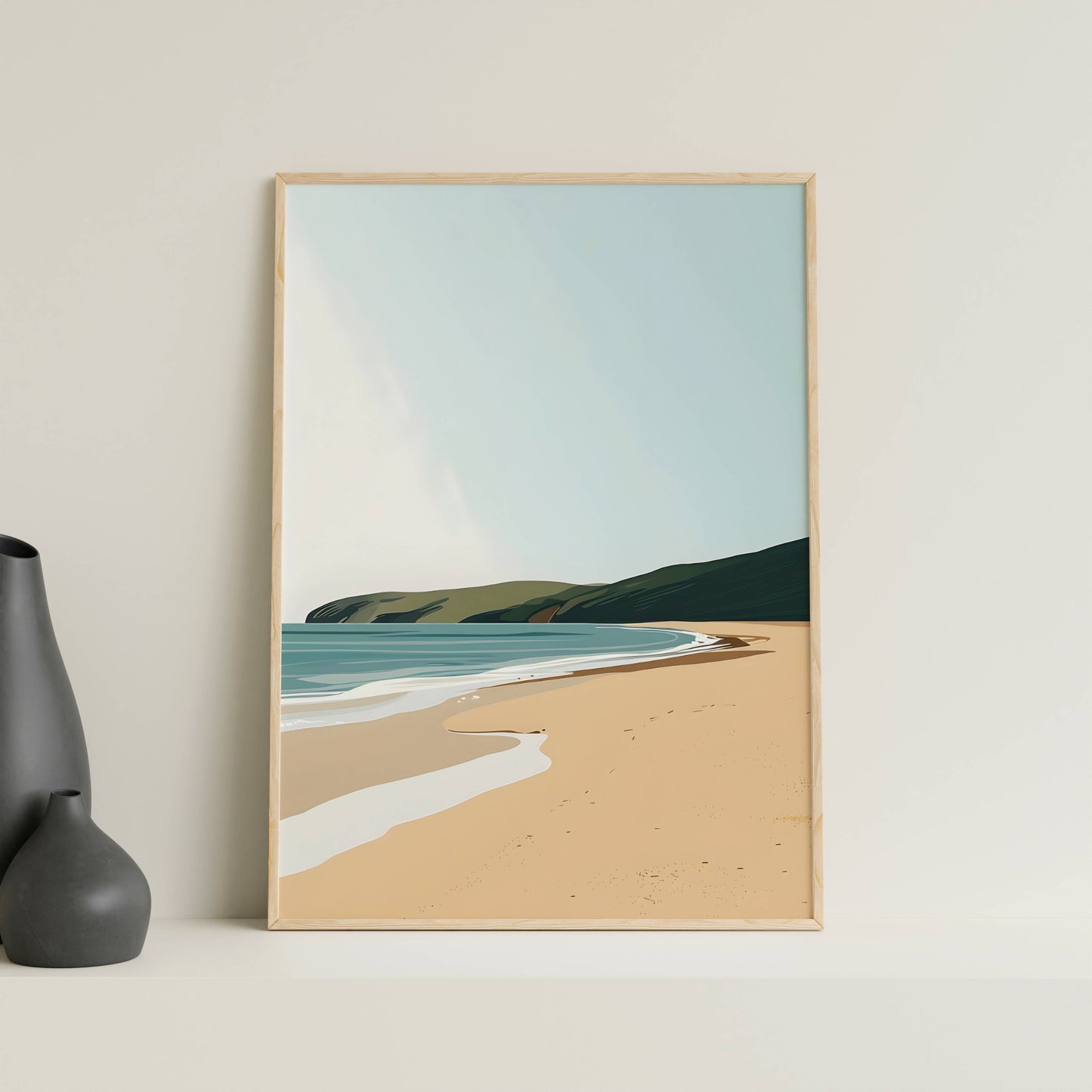 Affiche Plage Minimaliste Évasion Côtière – Paysage Marin Moderne | Poster sur Papier Mat