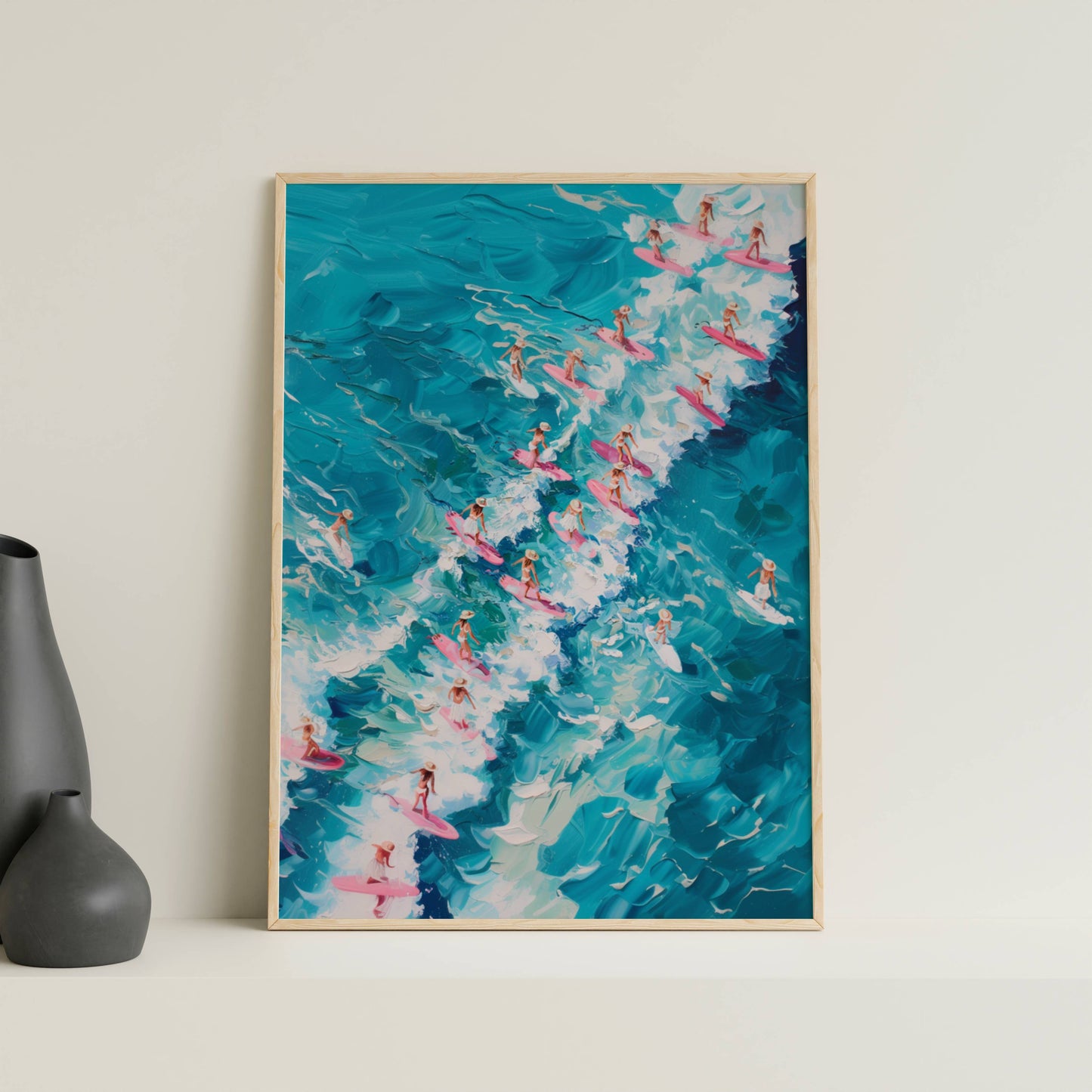 Affiche Trendy Vagues Turquoise Abstraites – Énergie de l’Océan et Art Contemporain | Poster sur Papier Mat