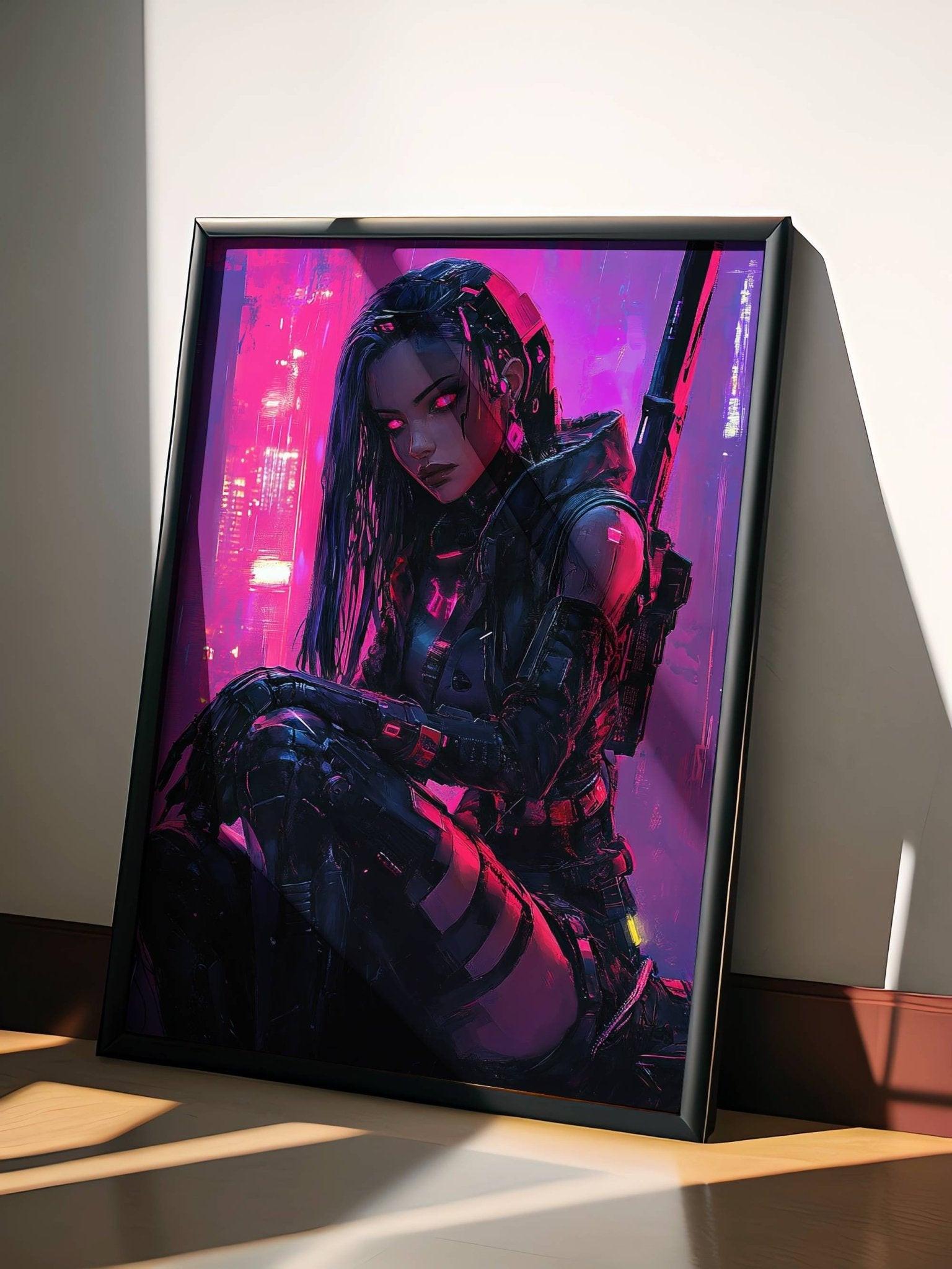 Estampe d'Art Affiche Cyber Girl #8 – Art Mural Cyberpunk - Aura Studio Déco