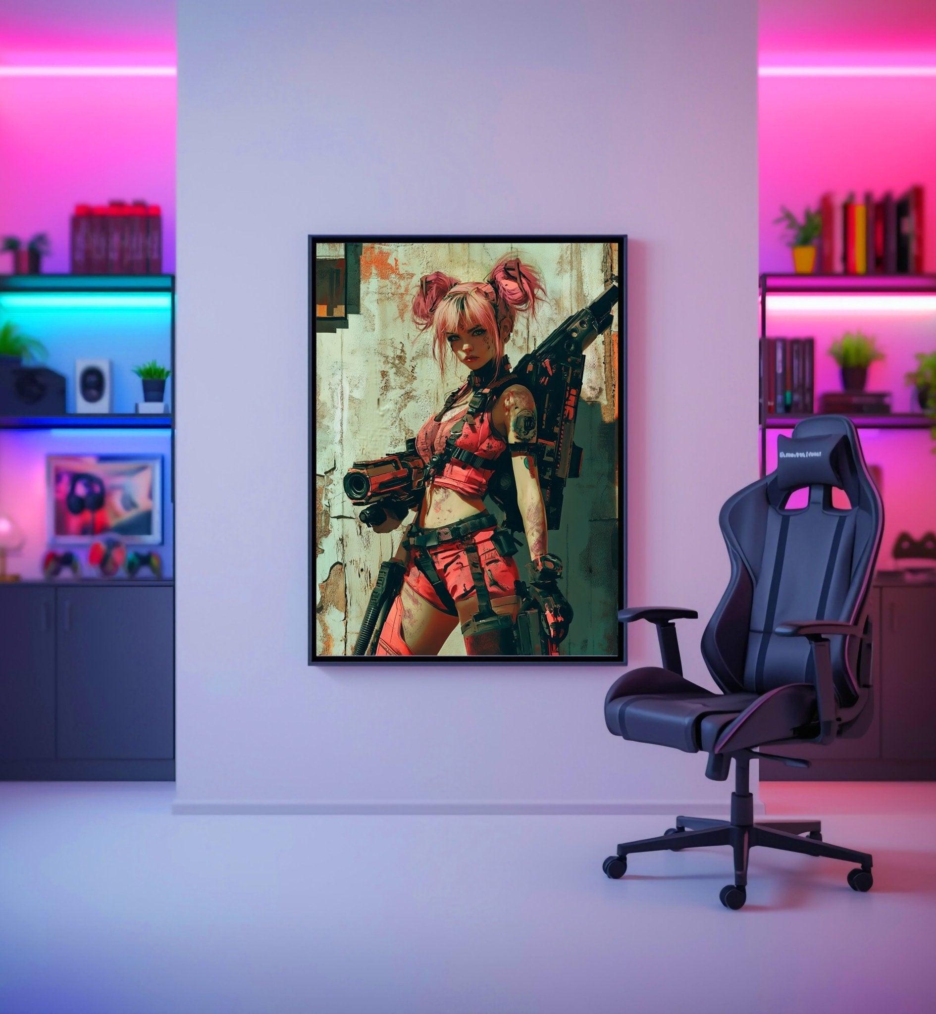 🧬Estampe d 'Art Affiche Cyber Girl Hors-série #2 – Art Mural Cyberpunk - Aura Studio Déco