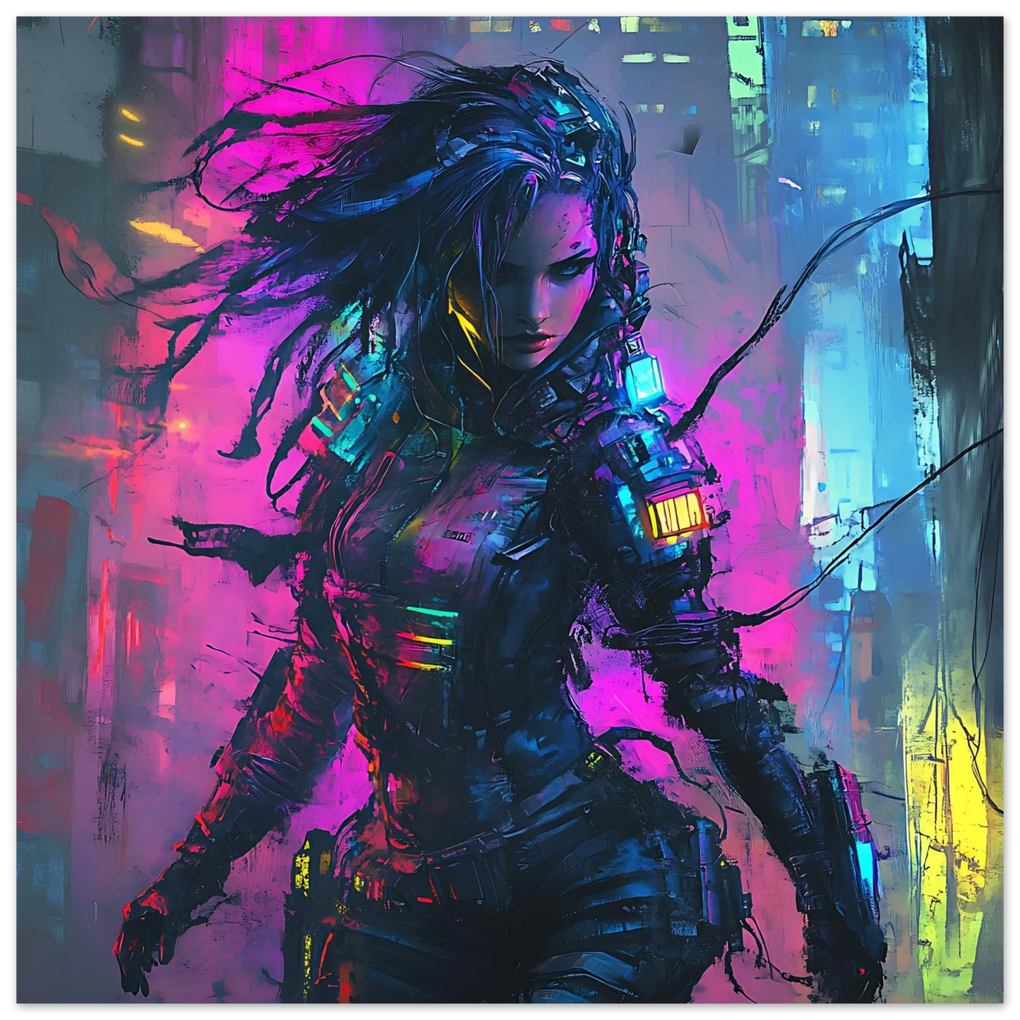 ☢️🧬Affiche Murale Survival Neon Fury Girls #6 - Aura Studio Déco