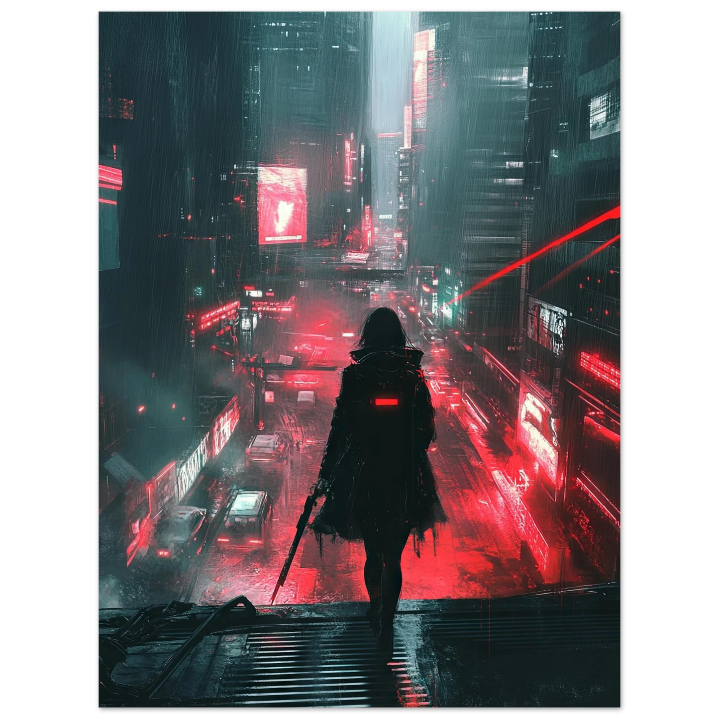 🧬Affiche Murale CYBERPUNK WAR GIRL ULTIMATE 7☢️ - Aura Studio Déco
