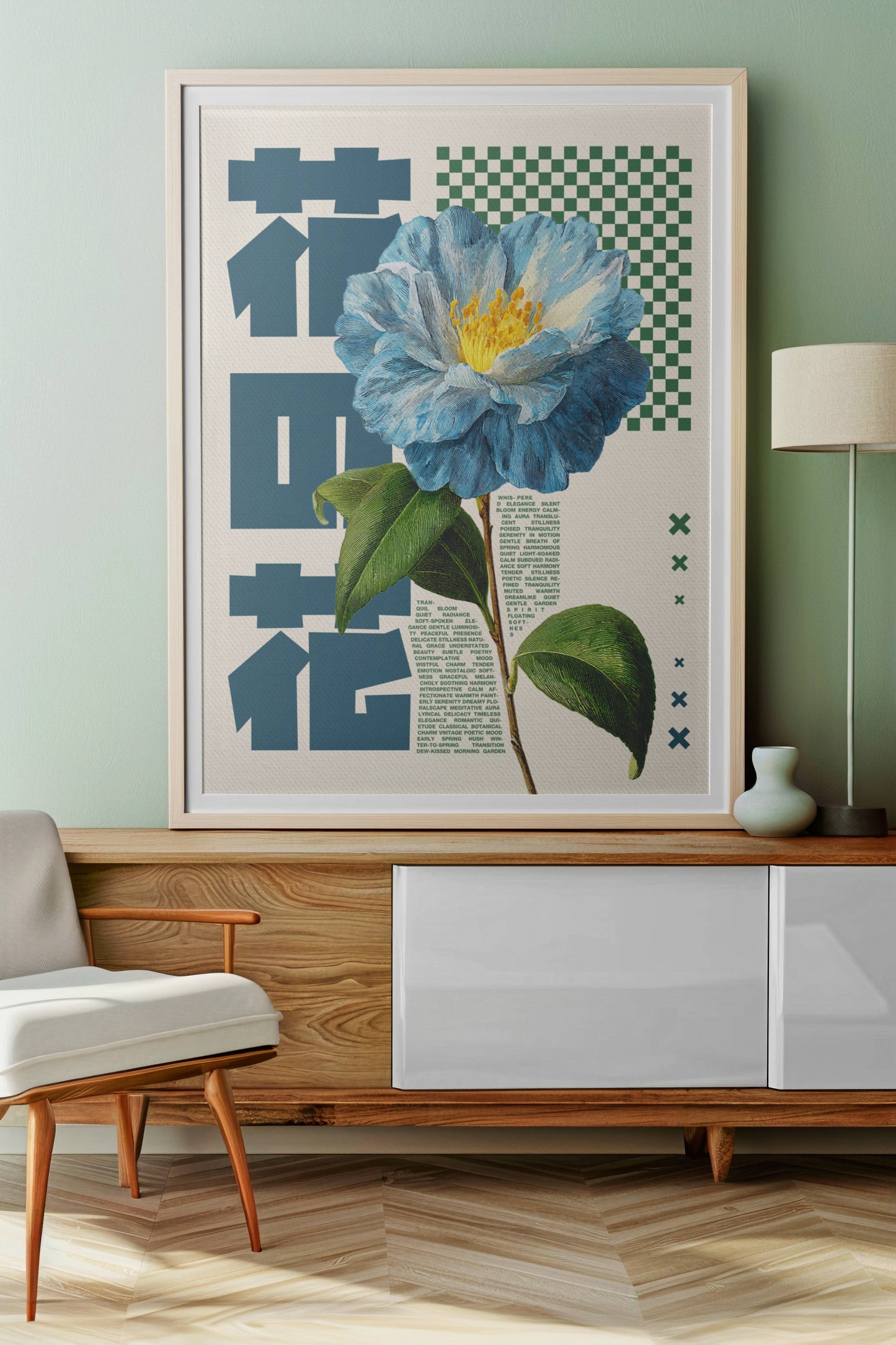 Affiche Fleur Bleue Japonaise – Art mural vintage contemporain