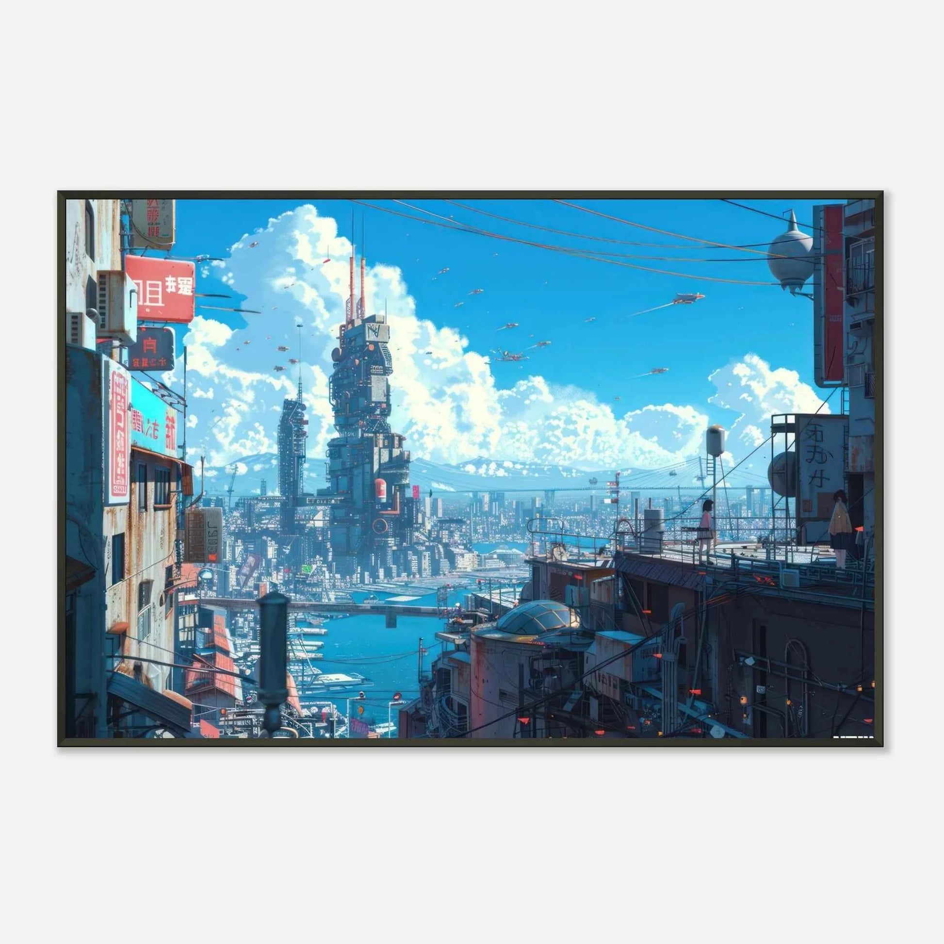 🐉🇯🇵✨ Affiche encadrée métal CLI-FI Anime Concept – Future Core - Aura Studio Déco