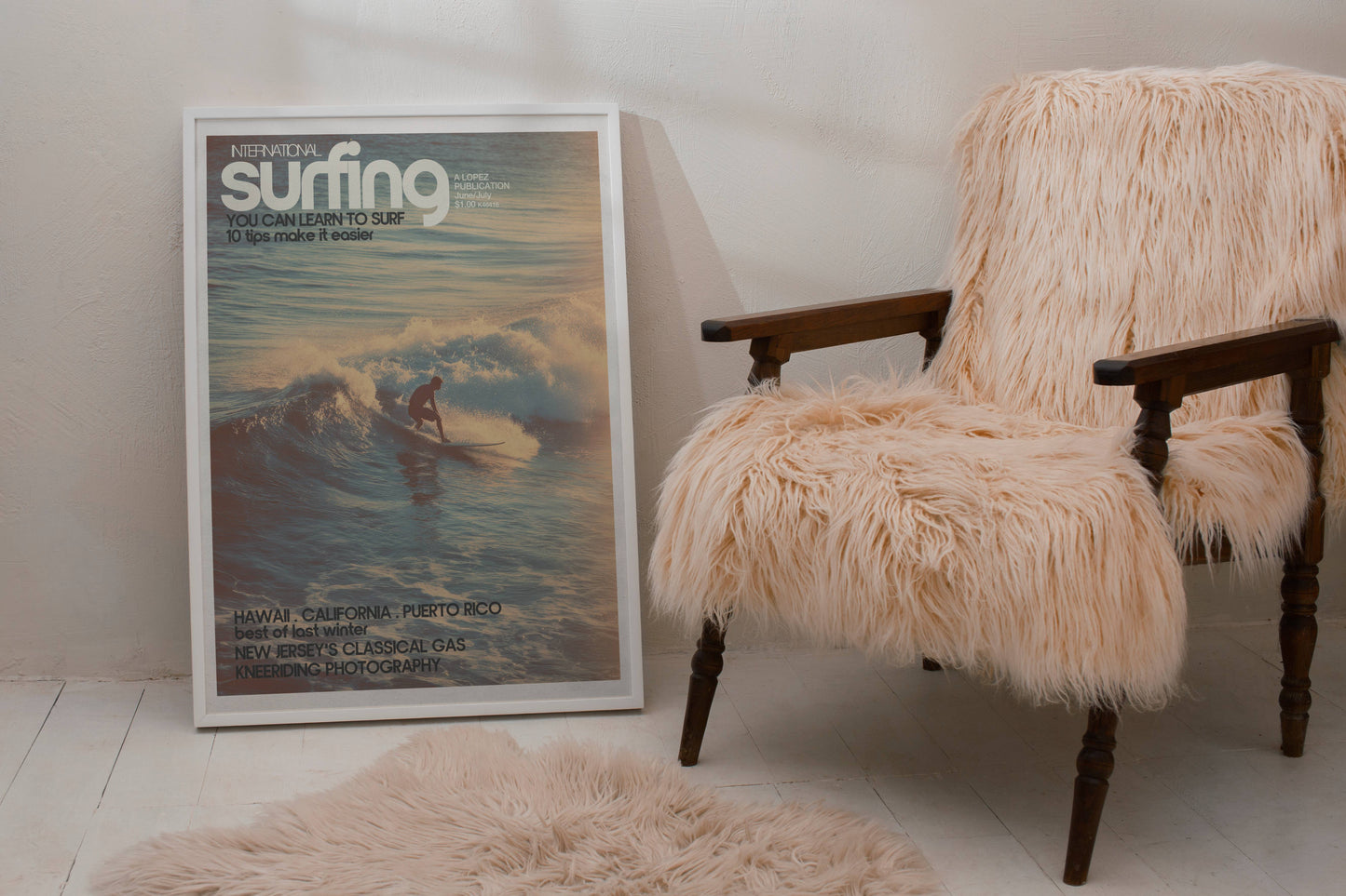 Affiche Surf Sunset – Surfeur rétro lumière dorée