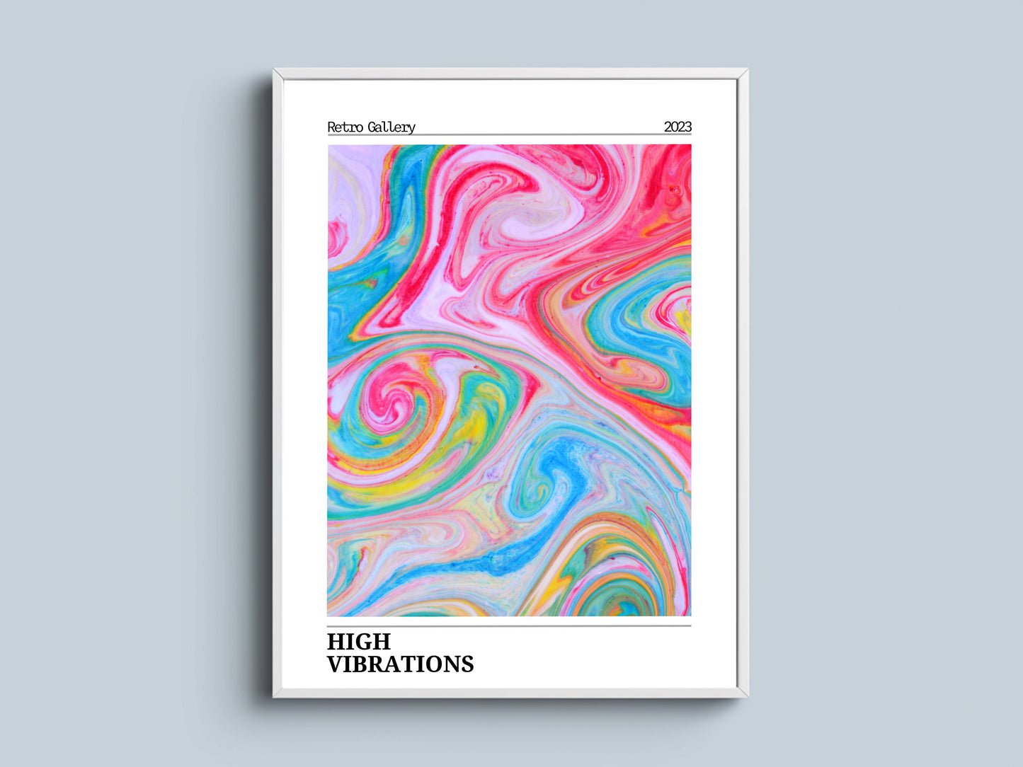 Affiche High Vibrations Rétro – Art Abstrait Coloré Psychédélique | Poster Moderne Papier Mat