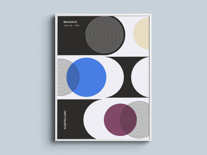 Affiche Bauhaus Géométrique Minimaliste – Art Abstrait Mid-Century Moderne | Poster Design Papier Mat