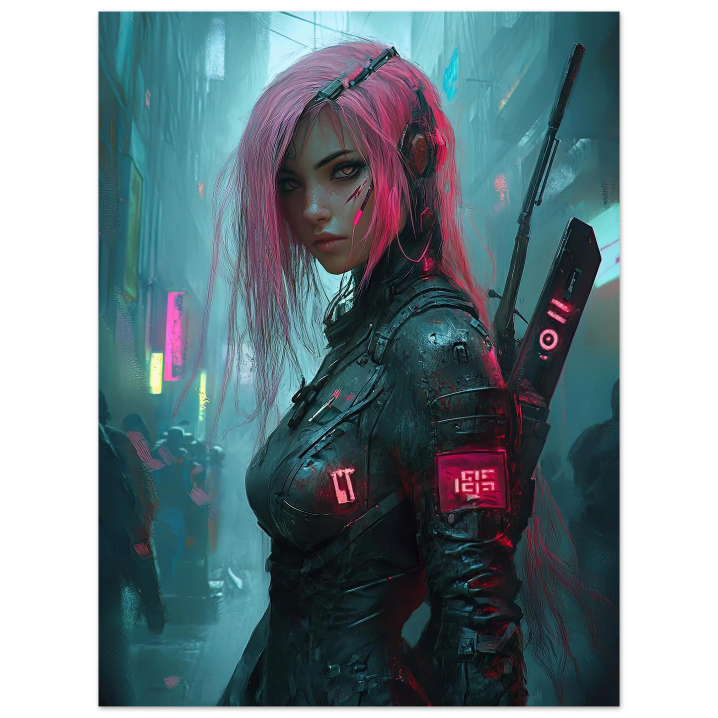 🧬Affiche Murale  CYBERPUNK WAR GIRL 15☢️ - Aura Studio Déco