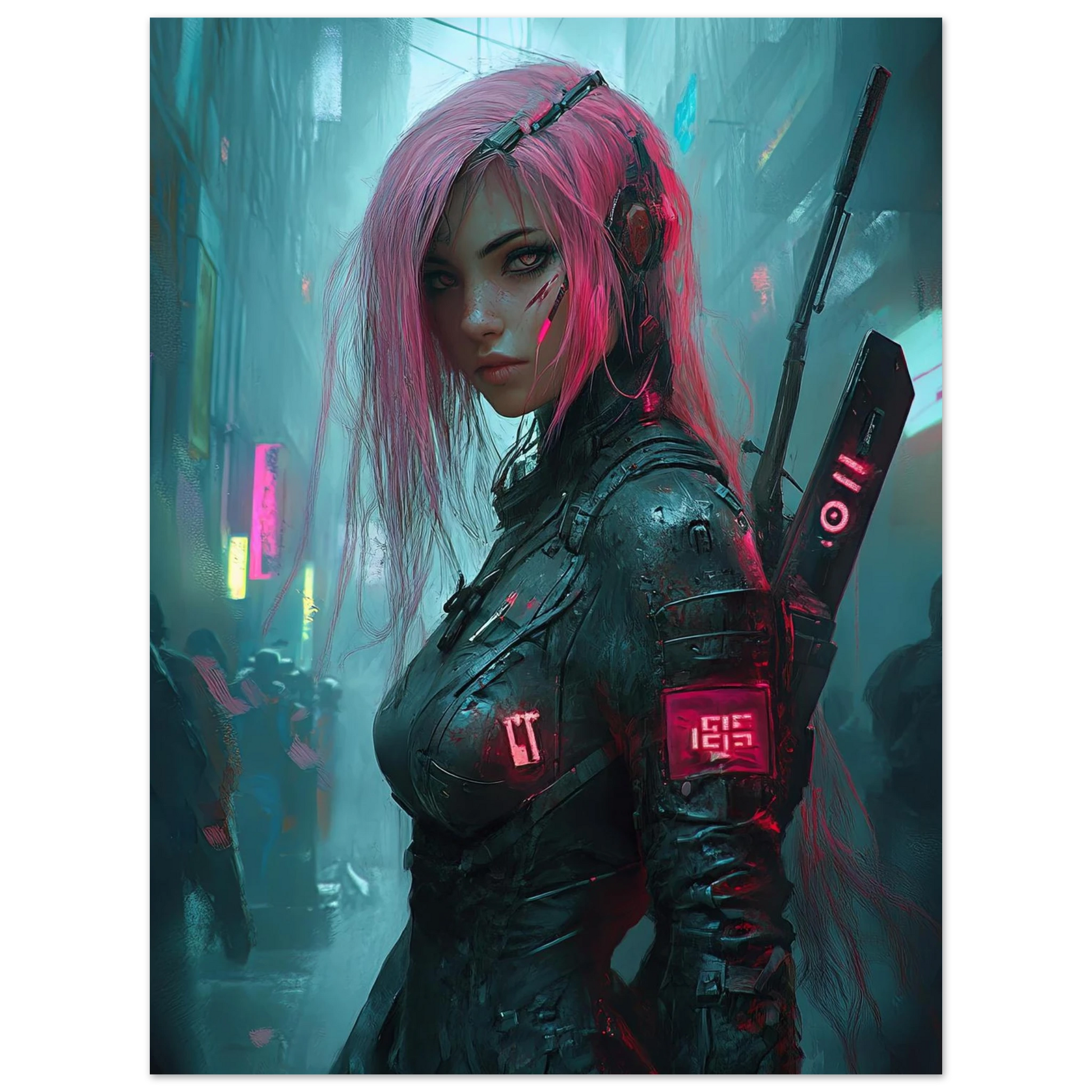 🧬Affiche Murale  CYBERPUNK WAR GIRL 15☢️ - Aura Studio Déco