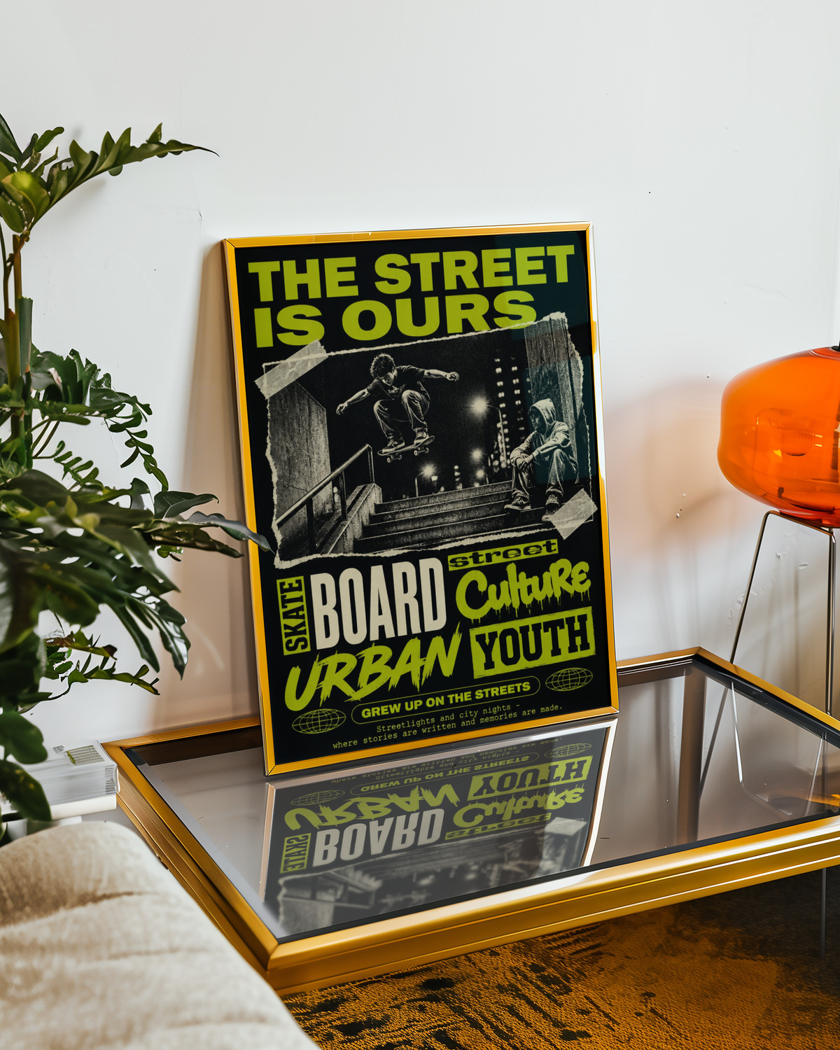 Street Skateboarding Poster, Urban Skateboard Wall Art, Retro City Print, Skate Culture Decor, Grunge Street Art, Skate Room Poster
