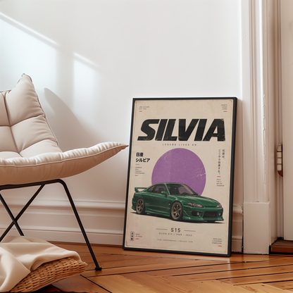 JDM Drift Car Poster, Minimalist Japanese Coupe Wall Art, 90s Tuner Car Print, Retro Street Racing Decor, Car Enthusiast Gift
