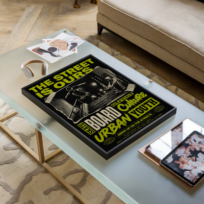 Street Skateboarding Poster, Urban Skateboard Wall Art, Retro City Print, Skate Culture Decor, Grunge Street Art, Skate Room Poster