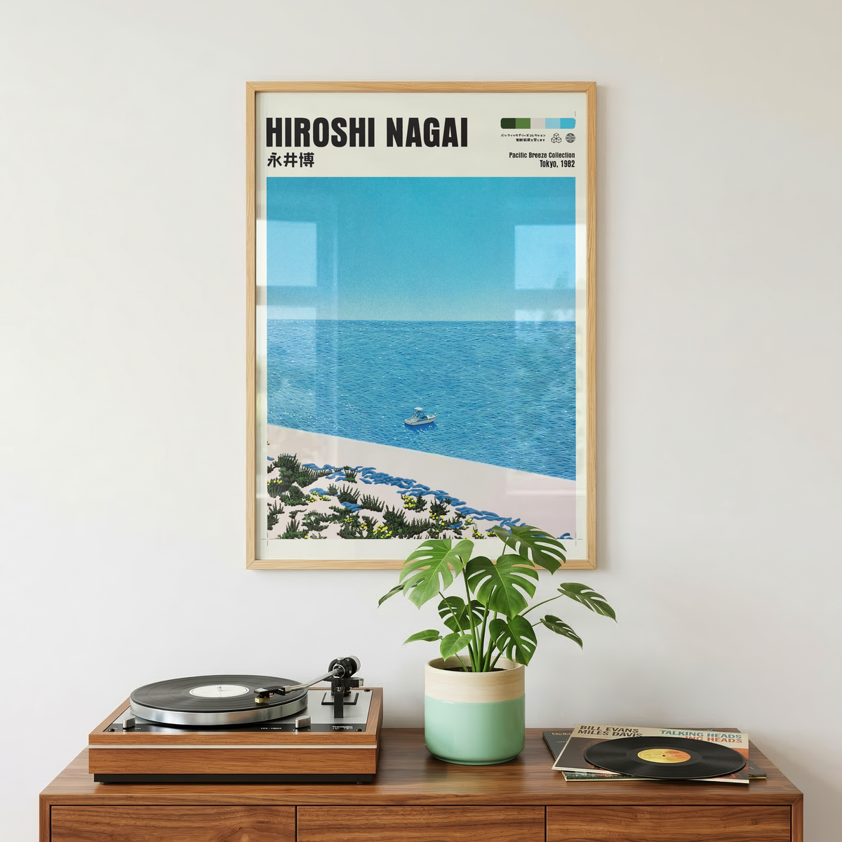 Affiche Hiroshi Nagai | Plage Japonaise, Bateau & Océan