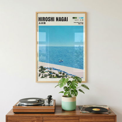 Affiche Hiroshi Nagai | Plage Japonaise, Bateau & Océan
