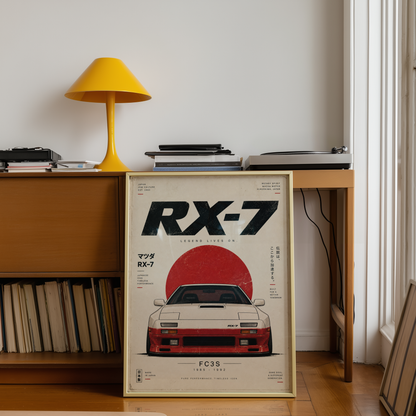 Retro Japanese Car Poster, 80s JDM Wall Art, Minimalist Sports Coupe Print, Pop Up Headlight Car Illustration, Garage Decor