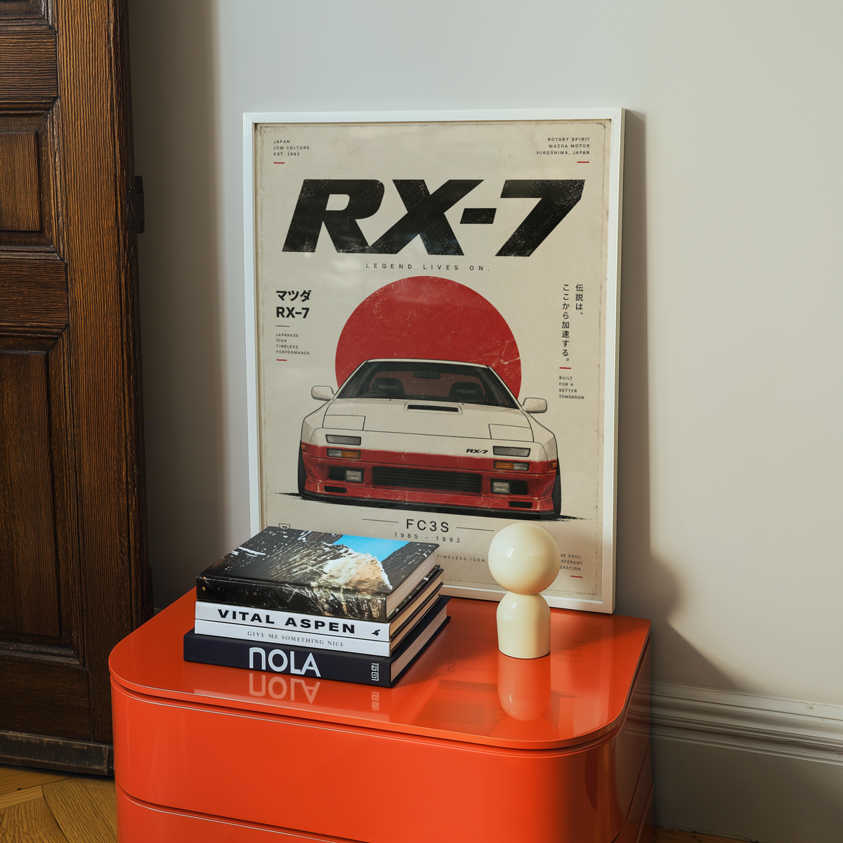 Retro Japanese Car Poster, 80s JDM Wall Art, Minimalist Sports Coupe Print, Pop Up Headlight Car Illustration, Garage Decor