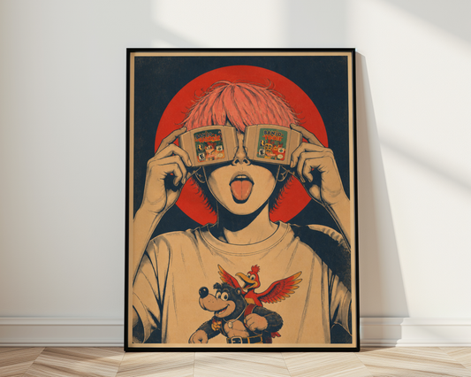 Retro Gamer Poster, Vintage Gaming Wall Art, 90s Game Room Decor, Alternative Geek Print, Nostalgic Arcade Artwork
