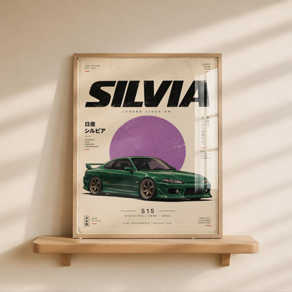 JDM Drift Car Poster, Minimalist Japanese Coupe Wall Art, 90s Tuner Car Print, Retro Street Racing Decor, Car Enthusiast Gift