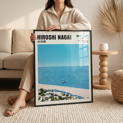 Affiche Hiroshi Nagai | Plage Japonaise, Bateau & Océan
