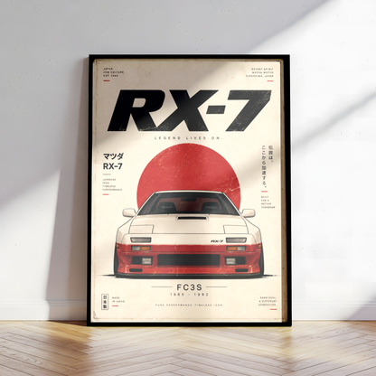 Retro Japanese Car Poster, 80s JDM Wall Art, Minimalist Sports Coupe Print, Pop Up Headlight Car Illustration, Garage Decor