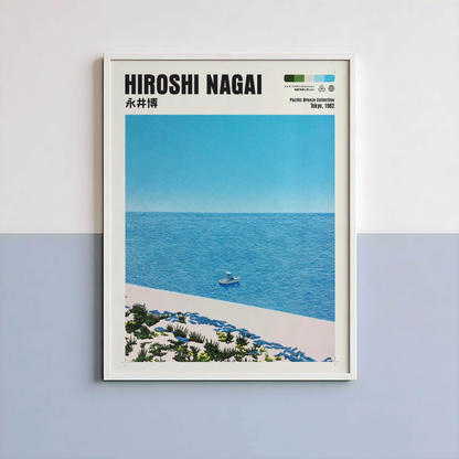 Affiche Hiroshi Nagai | Plage Japonaise, Bateau & Océan