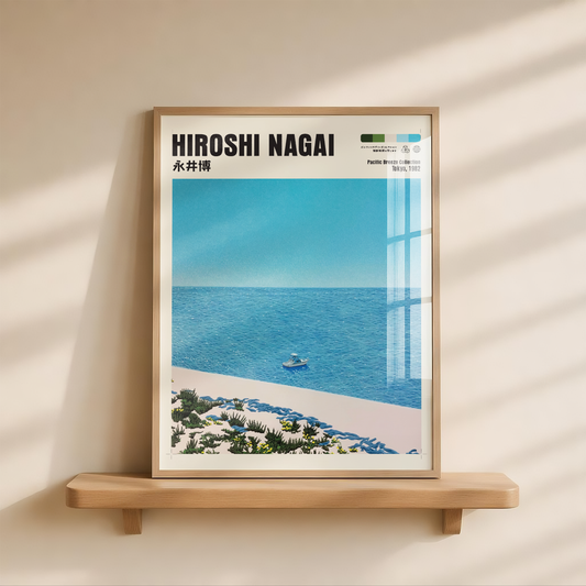 Affiche Hiroshi Nagai | Plage Japonaise, Bateau & Océan