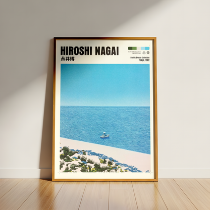 Affiche Hiroshi Nagai | Plage Japonaise, Bateau & Océan