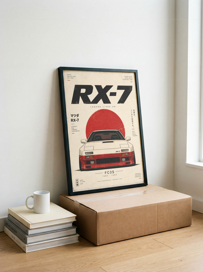 Retro Japanese Car Poster, 80s JDM Wall Art, Minimalist Sports Coupe Print, Pop Up Headlight Car Illustration, Garage Decor
