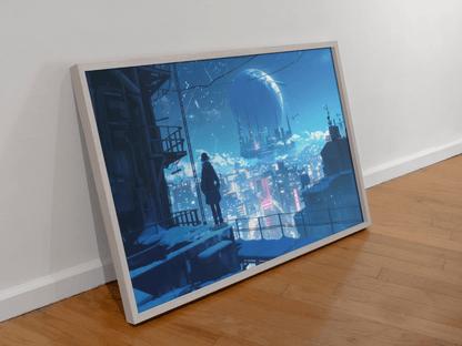 🐉🇯🇵✨ Affiche encadrée métal CLI-FI Anime Concept – Digital Horizon - Aura Studio Déco