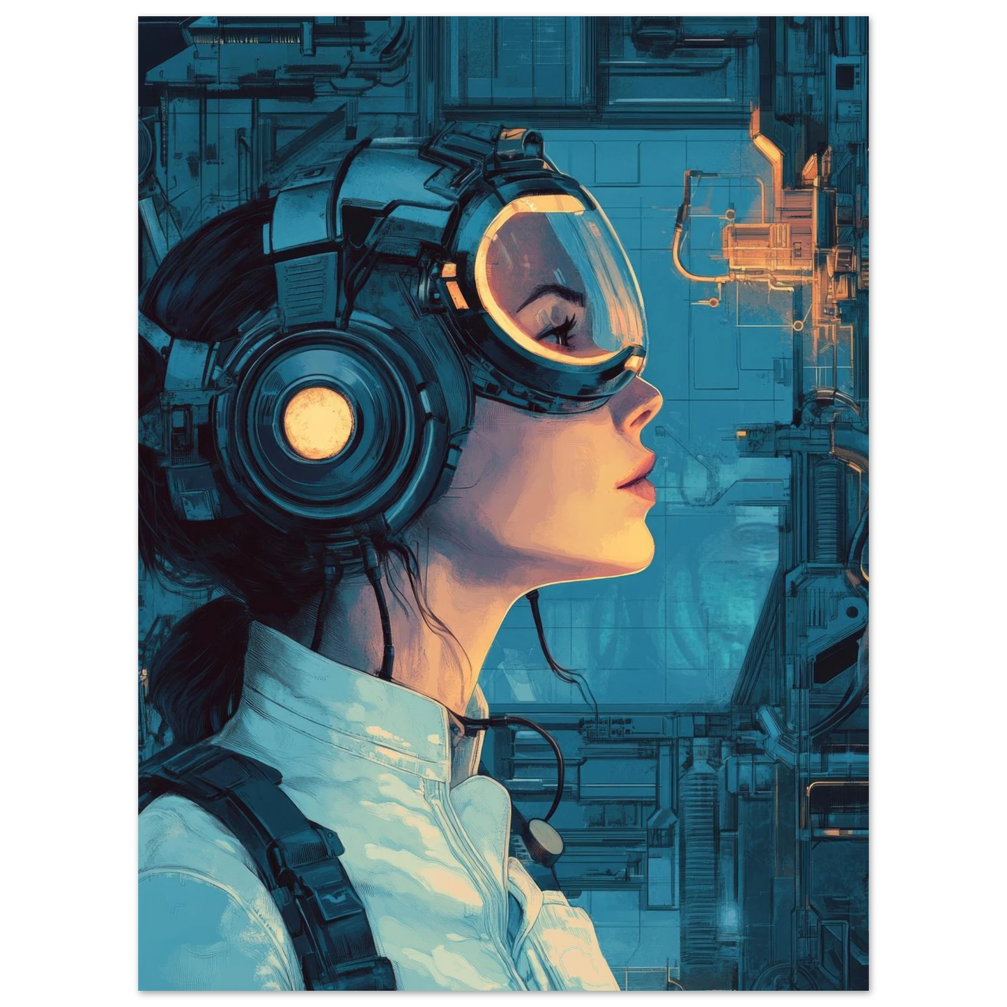 ✨ART MURAL RETRO FUTUR MECHA WOMENS — Starship Series #99 - Aura Studio Déco