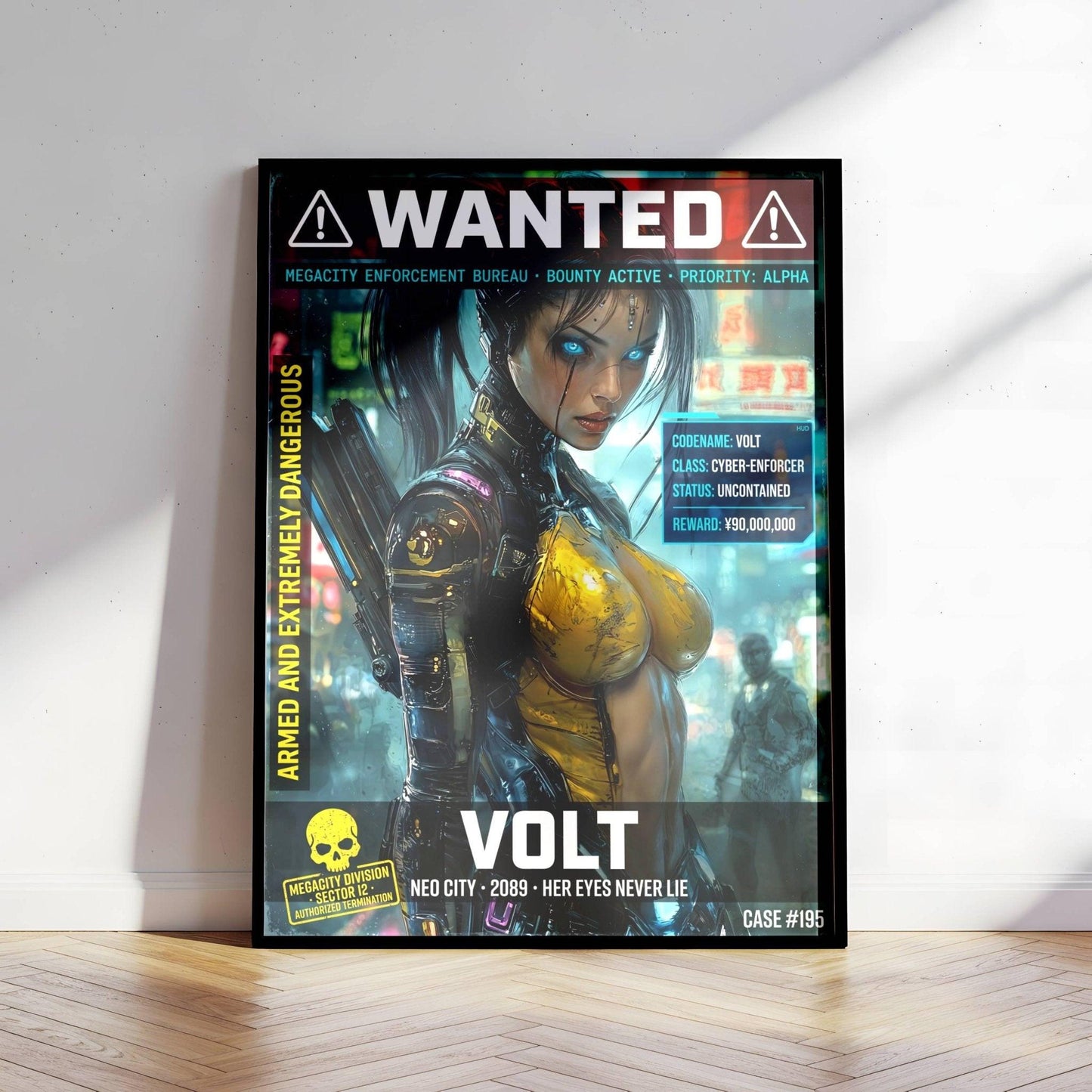 ☣️🧬 Série limitée Art Cyberpunk - Poster Cybergirl Volt - Aura Studio Déco